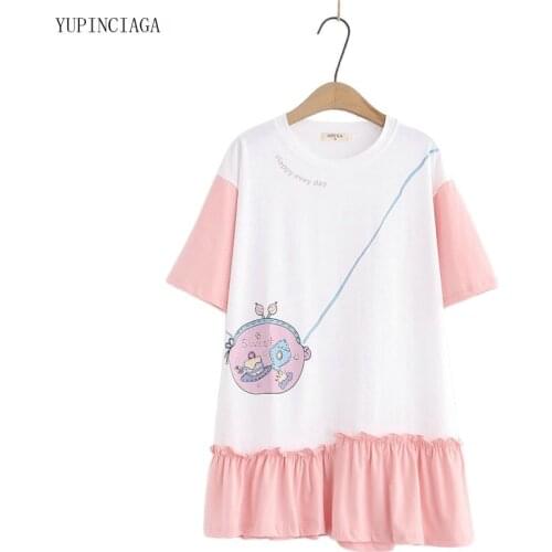 Women T-shirt Dresses 2021 Summer Japanese Mori Female New Sweet Short Sleeve Dress Loose T-shirt Skirt 2115529