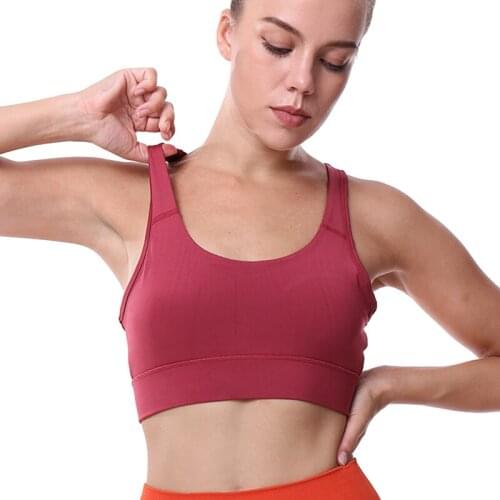 Womens Medium Support Cross Back Wirefree Removable Cups Sport Bra Tops Freedom Seamless Yoga Running Sports Bras