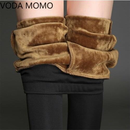Winter Velvet Thick Warm Pants For Women 2020 Skinny Stretch Fleece Pencil Pants With High Waist Black Blue Wine trousers Female
