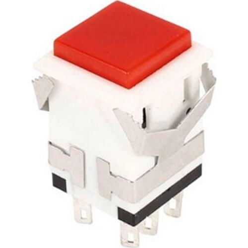 1 PC Red Spuare Push Button 6Pin DPDT Momentary Switch AC 250V/3A 125V/6A