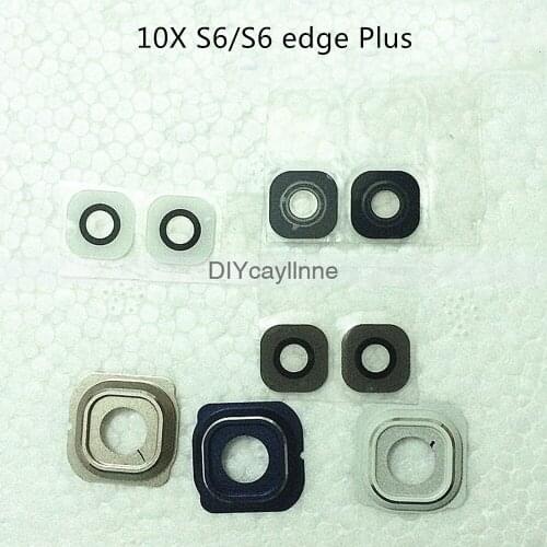 10pcs Rear Back Camera Lens Cover + Glass +Sticker Adhesive for SamSung S6 S6 Edge Plus G925F G920F G928F replacement Parts
