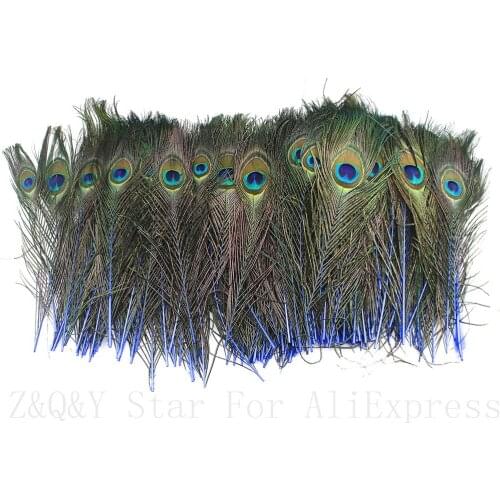 20 natural peacock feathers dyed sapphire for craft decoration 25-30 cm (10-12 inches) Diy jewelry feather vase accessory