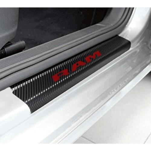 For Dodge Caliber Charger Dart RAM Car Door Sill Scuff Plate Welcome Pedal Carbon Fiber Car Sticker Car Styling Accessories 4Pcs