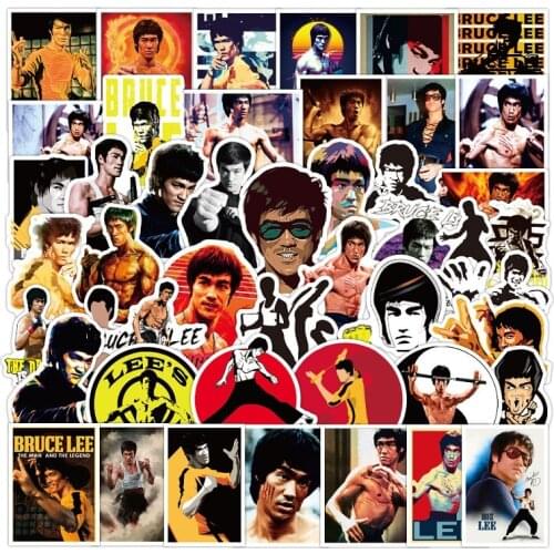 50 PCS Bruce Lee Gong Fu Star Graffiti Stickers Classic DIY Toy Bike Travel Luggage Guitar Laptop Waterproof PVC Sticker Decals