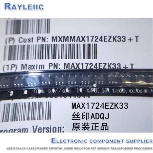 50PCS!!! NEW Original MAX1724EZK33+T ADQJ SOT23-5 MAX1724EZK33 1724EZK33 SOT23 150MA 3.3V 0.4A Switching regulator In Stock