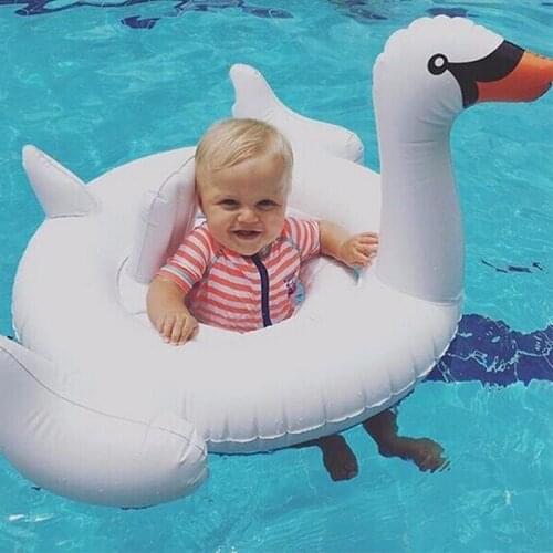 80cm Baby Swimming Float Seat Float Inflatable Swan Pool Summer Water Fun Pool Toy Kids Swimming Ring