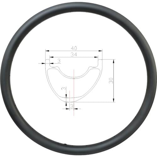 27.5er MTB XC 40mm asymmetric hookless tubeless carbon rim 30mm depth 34 inner width disc brake 24 28 32 holes 650B carbon wheel