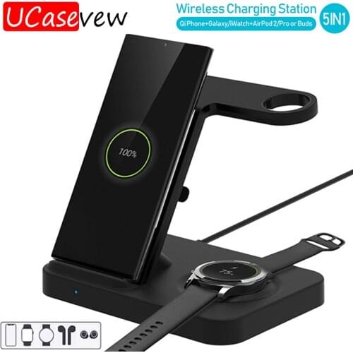 Qi Wireless Chargers Stand Dock Smartphone Wireless 10W Fast Charging Station for Samsung Galaxy S20 S10 S9 S8 Buds Watch Sear 3