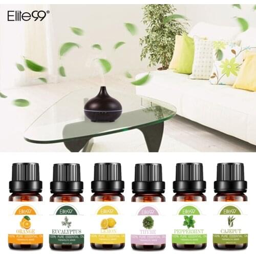 Elite99 Plant Pure Essential Oil Lemon Peppermint Purifying Air Thyme Vetiver Ginger Rose Orange Massage Aromatherapy Oil 10ml