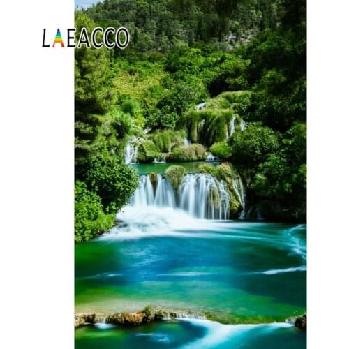 Laeacco Nature Photography Backdrops Waterfall River running water Tree View Scenery Photographic Backgrounds For Photo Studio