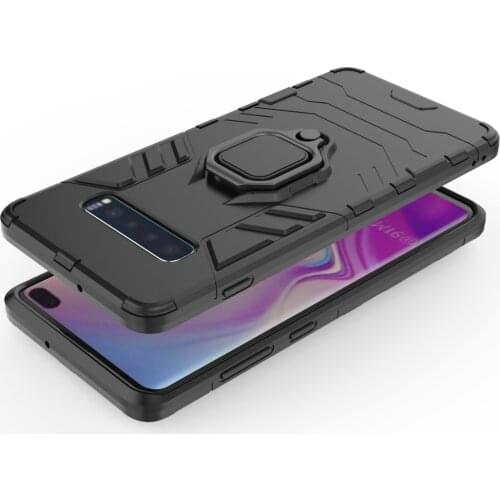 With stand Ring Hybrid case For Samsung Galaxy S10 Plus Hard Silicone + PC Armor Magnet protect back cover for samsung s10 s10