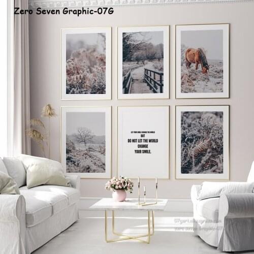 Canvas Poster Print Nordic Wild Forest Snow Scene Hay Landscape Wall Art Gallery Picture For Living Room Bedroom Decoration