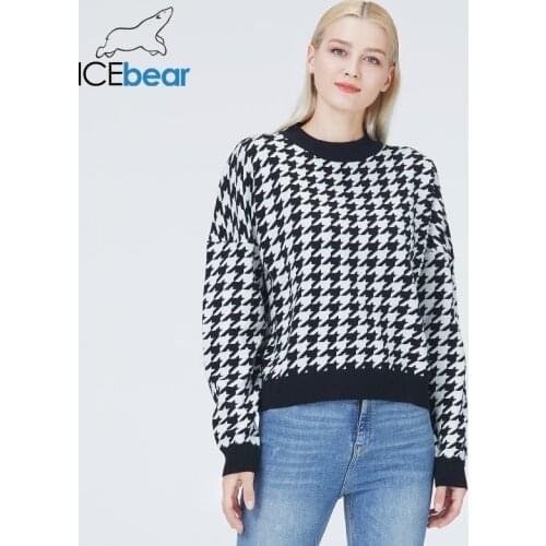 Icebear Fall 2021 new womens plaid sweater high-quality fashion womens clothing BJ-5