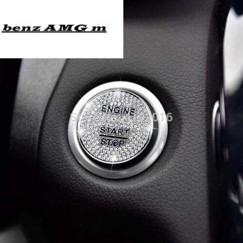For Mercedes Benz AMG A B C GLC GLA CLA ML Class W176 W246 W205 X253 X156 C117 Engine Start Stop Ignition Key Ring Diamond Trim