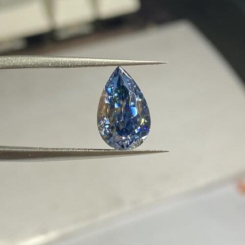 Meisidian 10X7mm 2 Carat Water Drop Pear Shape Deep Blue Moissanite Diamond
