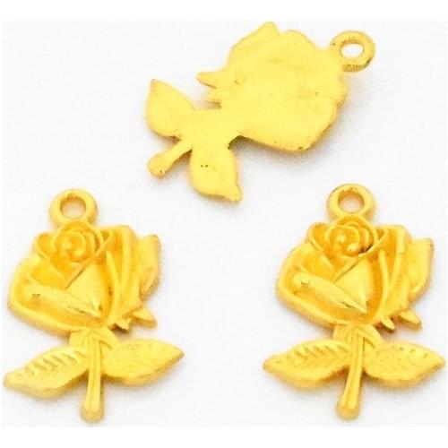 NEW 10pcs/Lot 17x27mm Gold Color Plated Rose Vintage Alloy For Making Necklace Bracelets DIY Handmade Jewelry Accessories