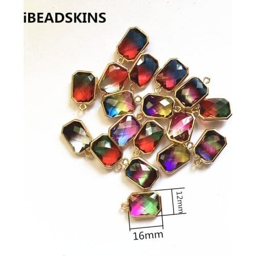 New arrival! 16x12mm 50pcs/lot Copper Material with Crystal rectangle-shape charm for earring Parts Jewelry handmade DIY