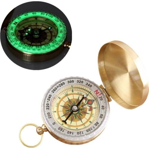 Compass New Outdoor Camping Hiking Portable Pocket Brass Gold Color Copper Compass Navigation with Noctilucence Display
