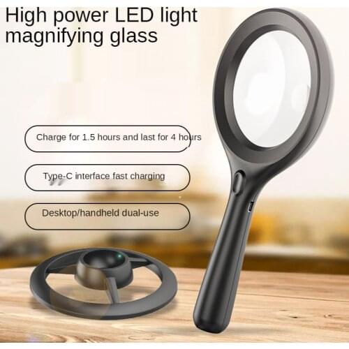 Manufacturer Wholesale Hand Magnifier with Lamp Led Charging Portable Reading 2X10X 4 Jewelry Handle Magnifier