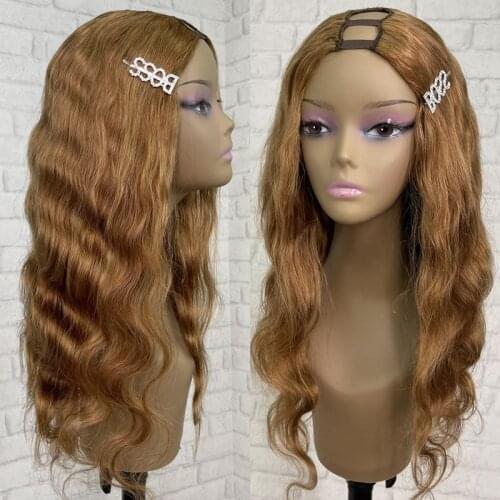 Human Hair Wigs Honey Blonde Highlight U Part Wig 1x4" Body Wave Brazilian Remy Hair Ombre U Part Wigs For Women Middle Part