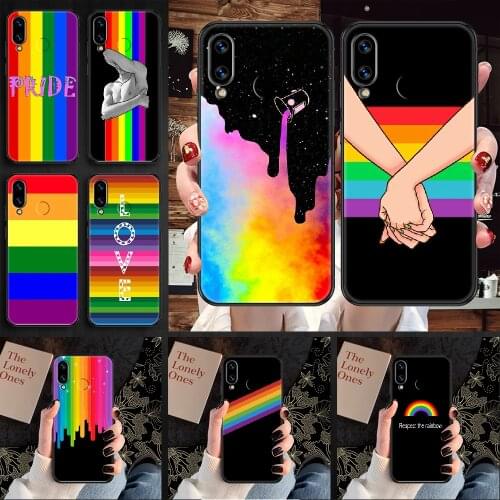 Gay Lesbian LGBT Rainbow Phone case For Huawei Honor 6 7 8 9 10 10i 20 A C X Lite Pro Play black painting bumper tpu prime