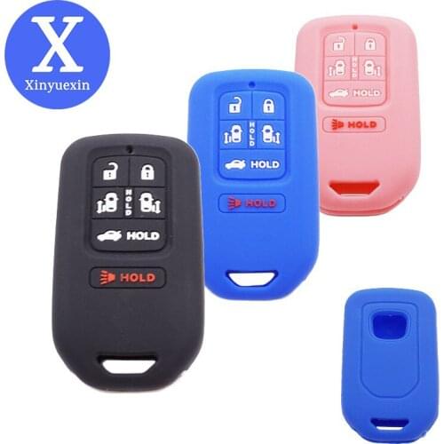 Xinyuexin Silicone Rubber car key fob cover case shell set protect skin for HONDA Odyssey Freed Elysion MPV Remote key holder