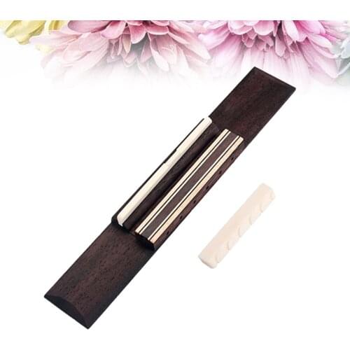Replacement Guitar Bridge Cattle Bone Guitar Saddle Nut Rosewood Bridge Guitar Accessories for Classic Folk Acoustic Guitar