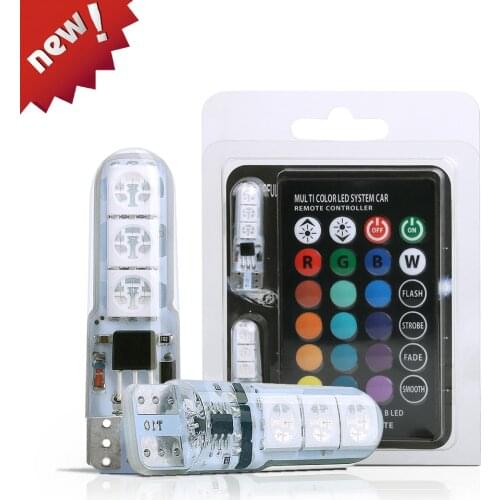 T10 w5w RGB 5050 Lamps 194 168 Car LED Chip Lights For Auto Clearance Bulb Strobe Lamp With Remote Controller Bright 6500k Diode