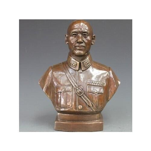 Xd 003240 China Pure Bronze Copper Chiangs KMT faction chief Bust Statue