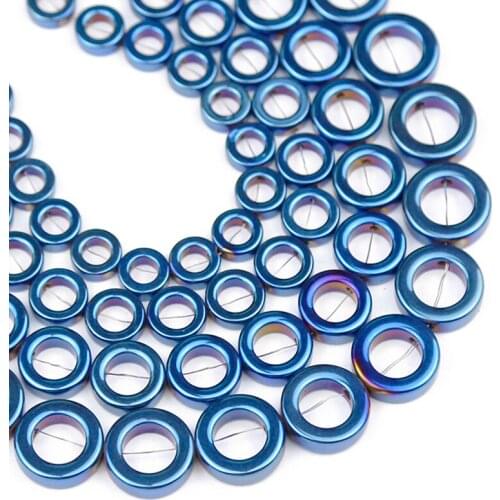 YHBZRET Natural Blue Hematite Stone Round Circle Spacer Loose Beads for Jewelry Making Diy Bracelets accessories 8/10/12/14mm