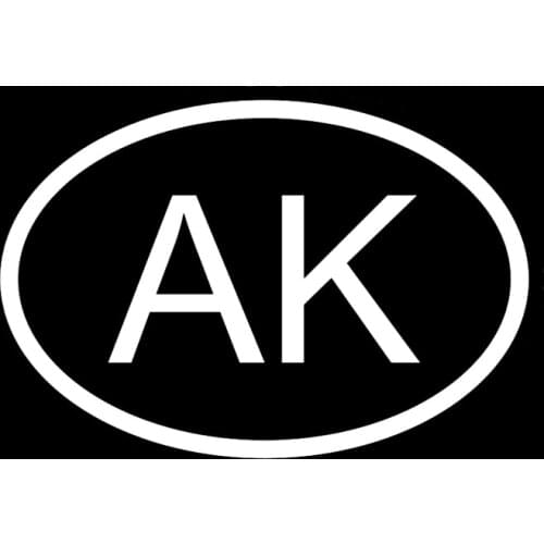 13.6CM*9.2CM CAR STICKER VINYL DECAL AK ALASKA COUNTRY CODE OVAL Black Silver C10-01260