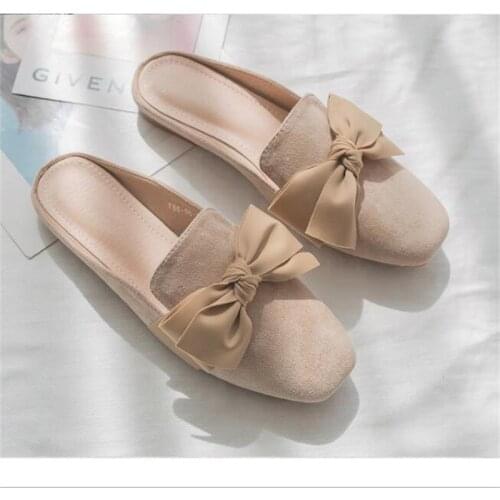 2020 Frhjahr Und Sommer Tragen-bestndig Frauen Baotou Hausschuhe Womens Shoes 117 Rubber Flat (1cm) Flat with Solid Latex PU