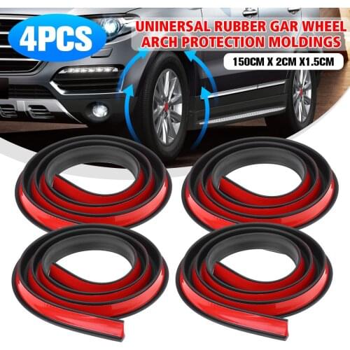 4pcs/2pcs Universal Rubber Car Mudguard Trim Wheel Arch Protection Moldings Black Anti-collision Sticker