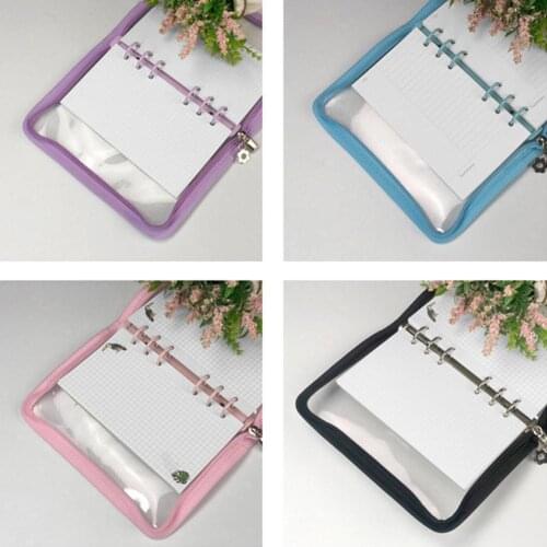 A5 A6 6 Hole Binder Glitter Zipper PVC Loose-Leaf Notebook Journal Diary Office School Stationery Korean Supplies Clips Cov N0J4