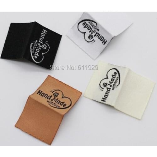 Free shipping handmade labels/DIY gift label/clothing woven label/doll label/hand made with love tag/garment tag 200 pcs a lot