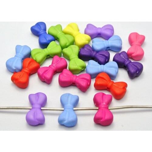 50 Mixed Color Acrylic Bow Tie Beads 18X10mm Imitation Wooden beads