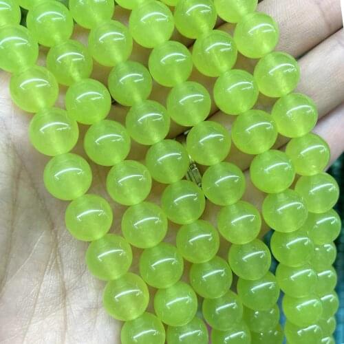 Natural Olive Green Chalcedony Jades Stone Loose Spacer Beads For Jewelry Making DIY Handmade Bracelets Necklace 4/6/8/10/12mm