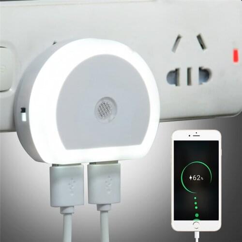 Dual USB Charger LED Night Lights Charger for Home Bedroom Lighting Emergency Sensor Lamp Lactation Lamp With US EU Plug Charger