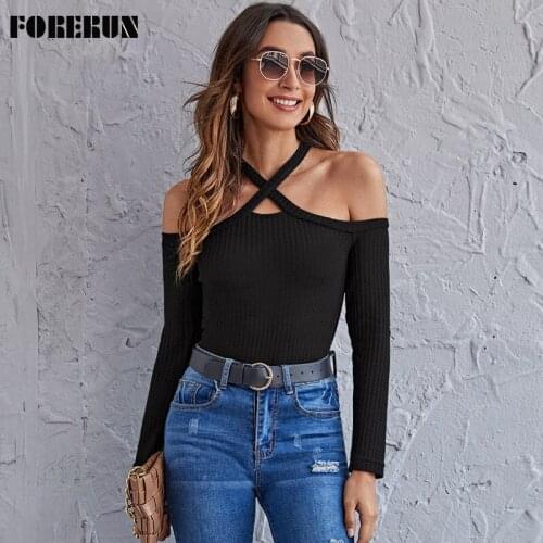 FORERUN Women's Knitted T-shirts