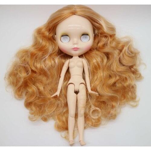 Without eyes chips joint Nude blyth doll for DIY Mixed hair with make up