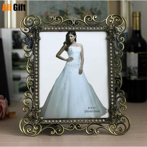 Hot Selling Newest 7 Inch 10 Inch Metal Photo Frame White Modern Copper Color Vintage Wedding Photo Frame Gifts Accessories