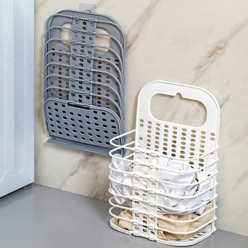 Hole Free Wall Hanging Foldable Laundry Organizer Dirty Clothes Basket Foldable Clothes Basket Hanging Storage Rack Toy Basket