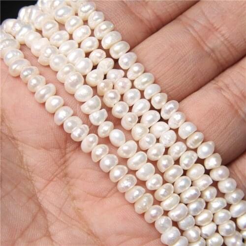5mm Real Baroque Natural Pearl Bead Freshwater White Bread Small Pearl Loose Bead For Jewelry Making DIY Ring Bracelet 14"Strand