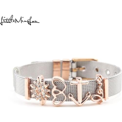 New Stainless steel Mesh Strap Love Heart Navy Best friend friendship charms Bracelet wrap bracelets & bangles for women jewelry