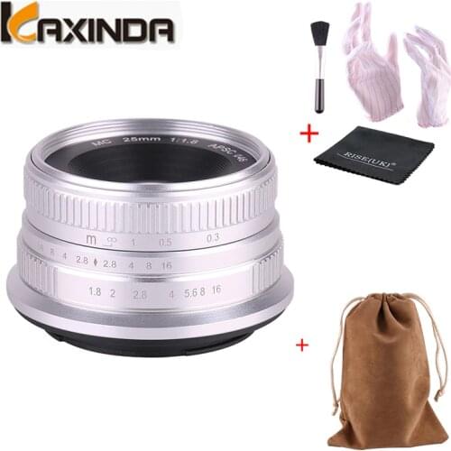 25mm / F1.8 Prime Lens to All Single Series for E Mount / for Canon EOS-M Mount E Fuji FX Mount Hot Sale Silver