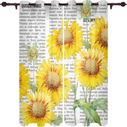 Sunflower On Newspaper Window Curtains for Living Room Bedroom Kitchen Decor Window Treatments Christmas Curtains