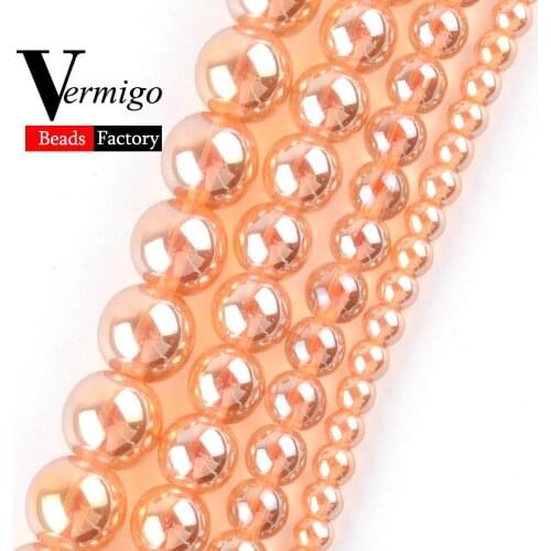 Wholesale Champagne AB Glass Crystal Beads Natural Stone Round Loose Beads For Jewelry Making 6-12mm Diy Bracelet 15" Perles