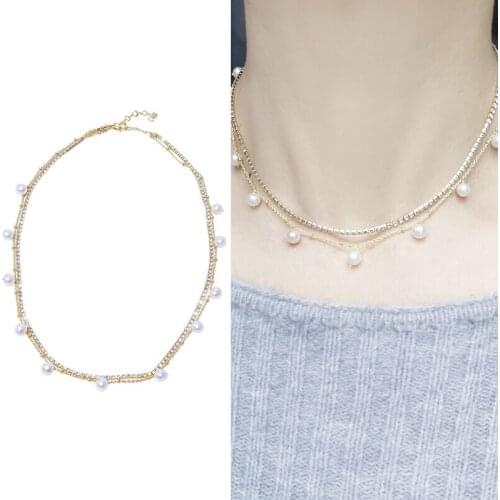 THREE ROWS Real Natural Freshwater Pearl Necklace Fashion Charm Jewelry Anniversary Party Wedding Gift for Women Girls 2pcs/lot