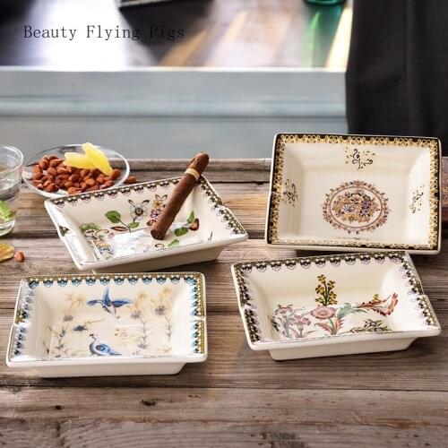 Retro Ceramic Ashtray Creative Personality Tobacco Cigarette Ashtray Fashion Living Room Home Decor Ornaments Cigar Ashtray
