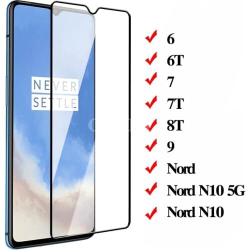 Full Cover Tempered Glass For Oneplus 8t 7 7t 6 6t Oneplus8t Screen Protector Protection Front Film For Oneplus Nord N100 N10 5G